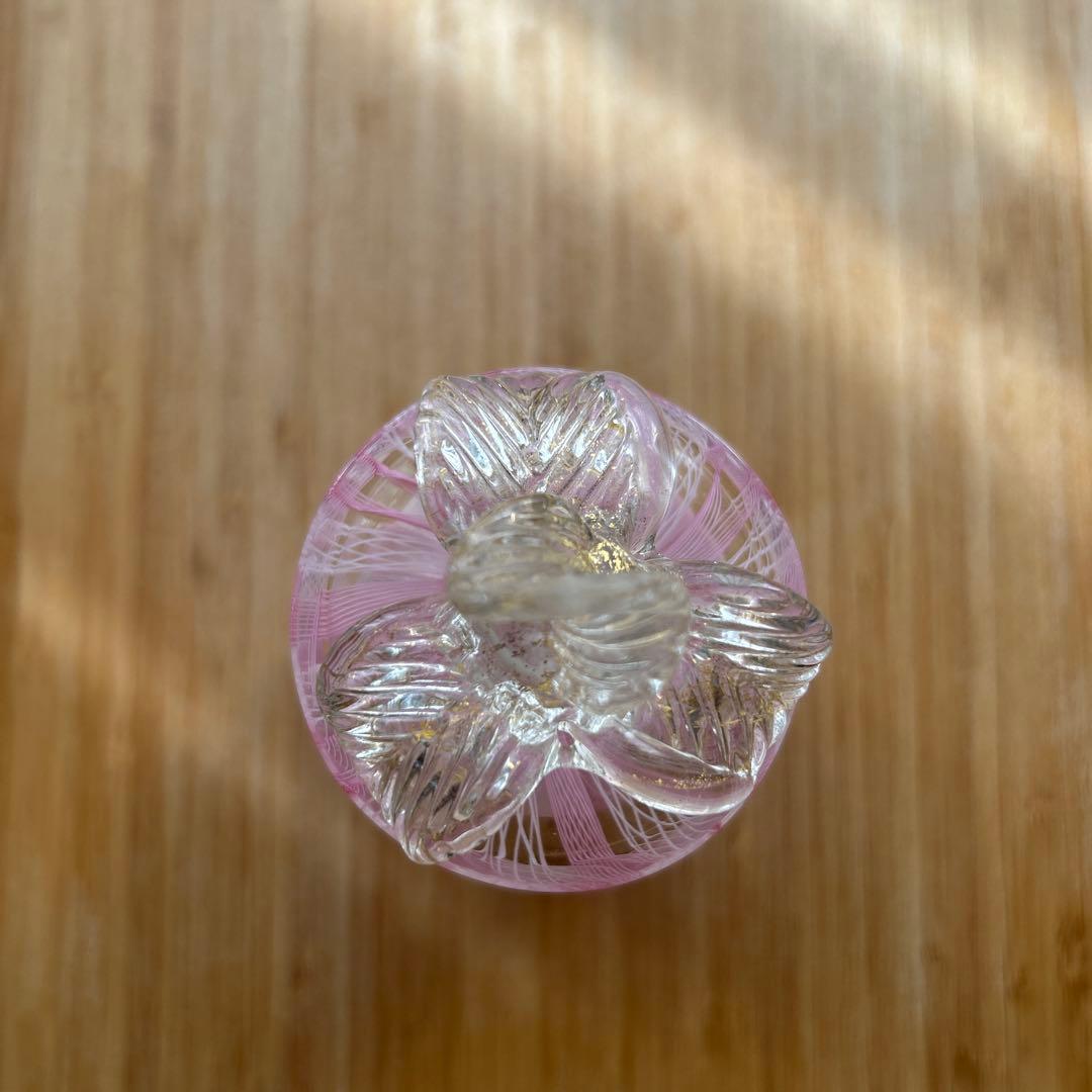 【ベネチアングラス】ムラーノ　レース柄　置物