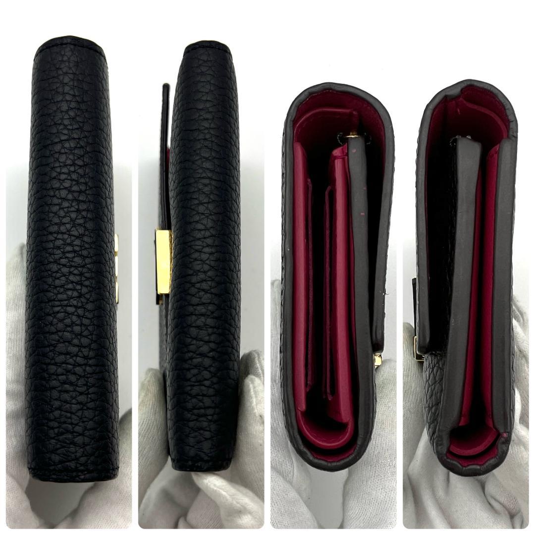 【超極美品】ルイヴィトン ポルトフォイユ カプシーヌ コンパクト 黒 A658