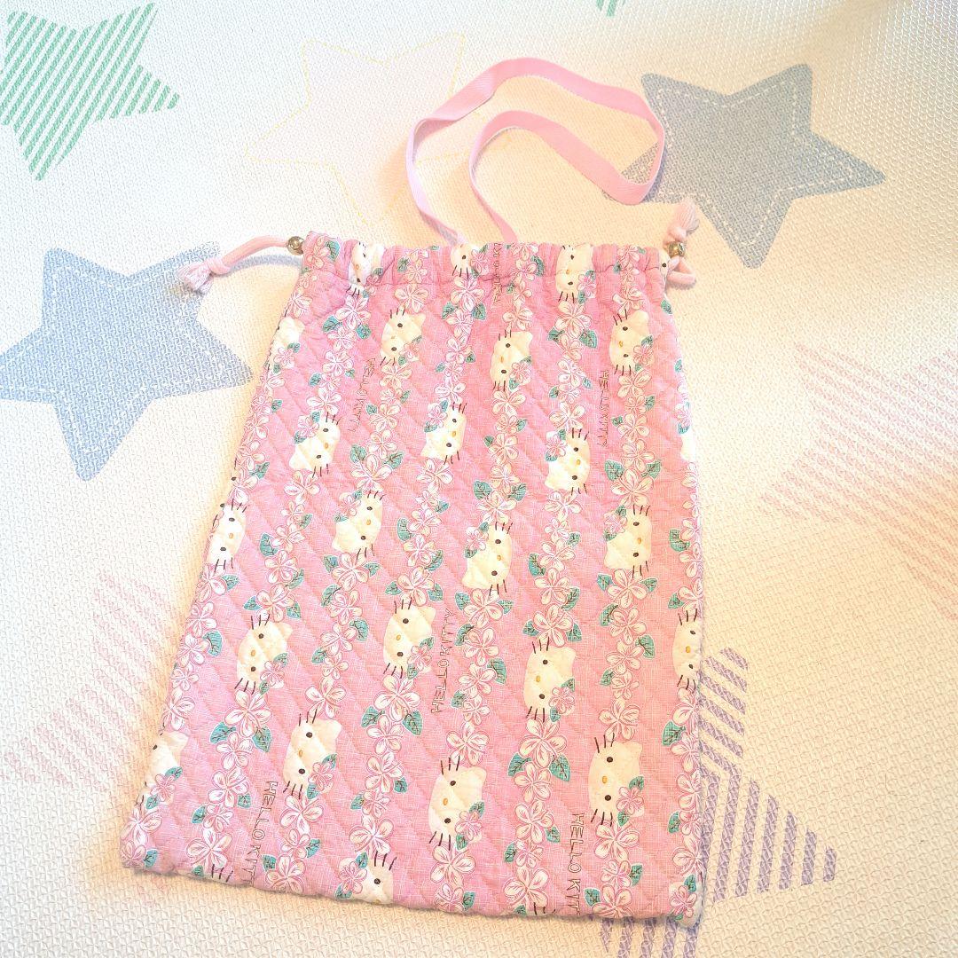キティちゃん キルティング　巾着袋 ピンク　ビッグサイズ　手提げバッグ　レア　布