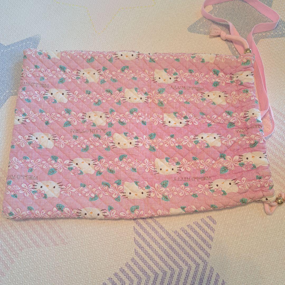 キティちゃん キルティング　巾着袋 ピンク　ビッグサイズ　手提げバッグ　レア　布
