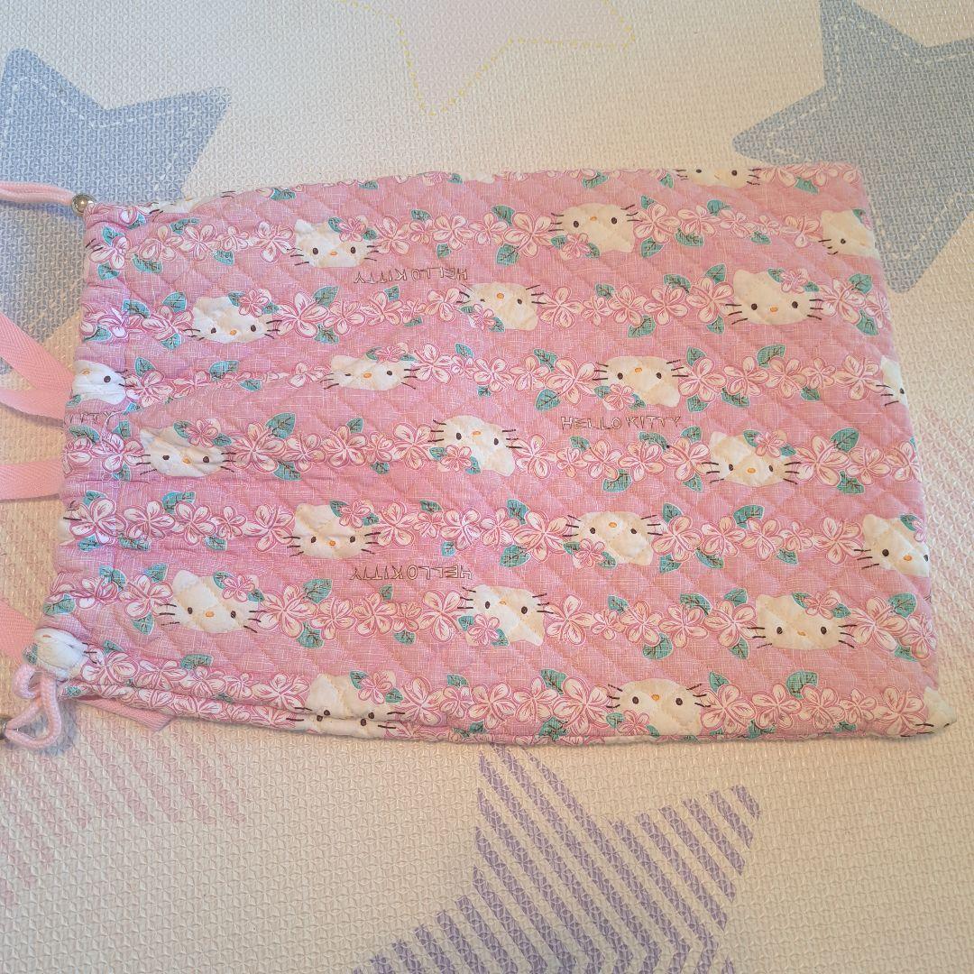 キティちゃん キルティング　巾着袋 ピンク　ビッグサイズ　手提げバッグ　レア　布