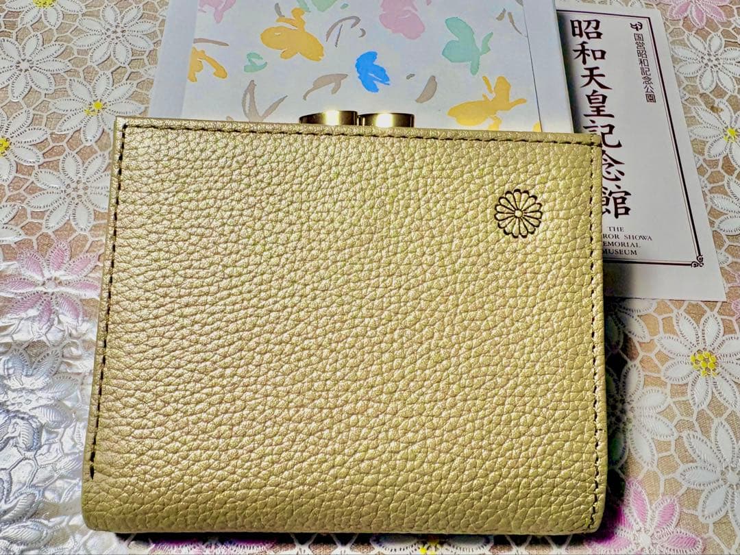 【皇居折り財布】がま口/シャンパンゴールド/《新品未使用》/高級牛革/レア