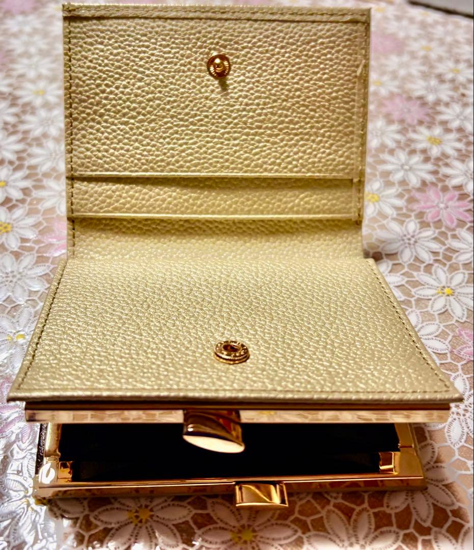 【皇居折り財布】がま口/シャンパンゴールド/《新品未使用》/高級牛革/レア