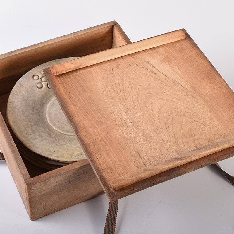 瀬戸焼　古瀬戸　銘々皿　五客　在銘　時代箱付　D　R8256