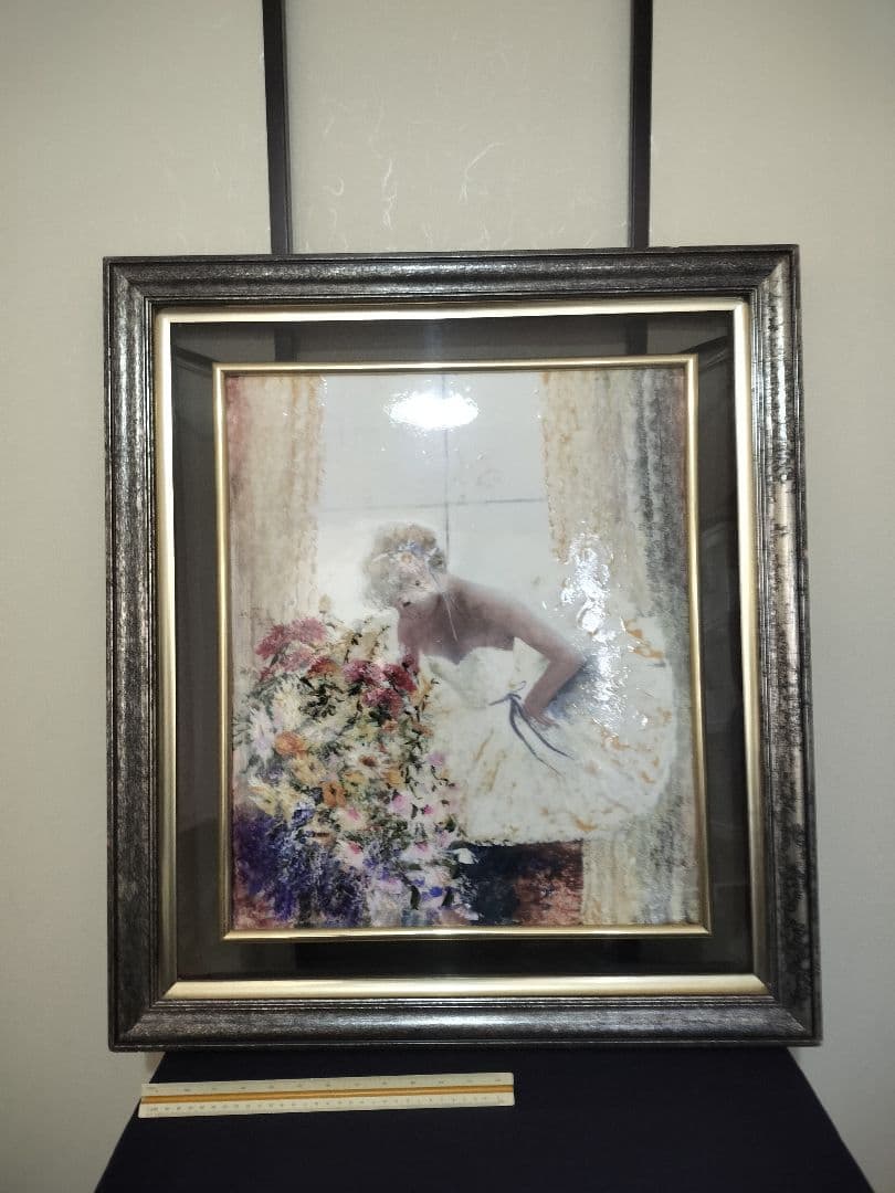 バレエ少女 額装 陶板画 大型　飾り物　陶磁