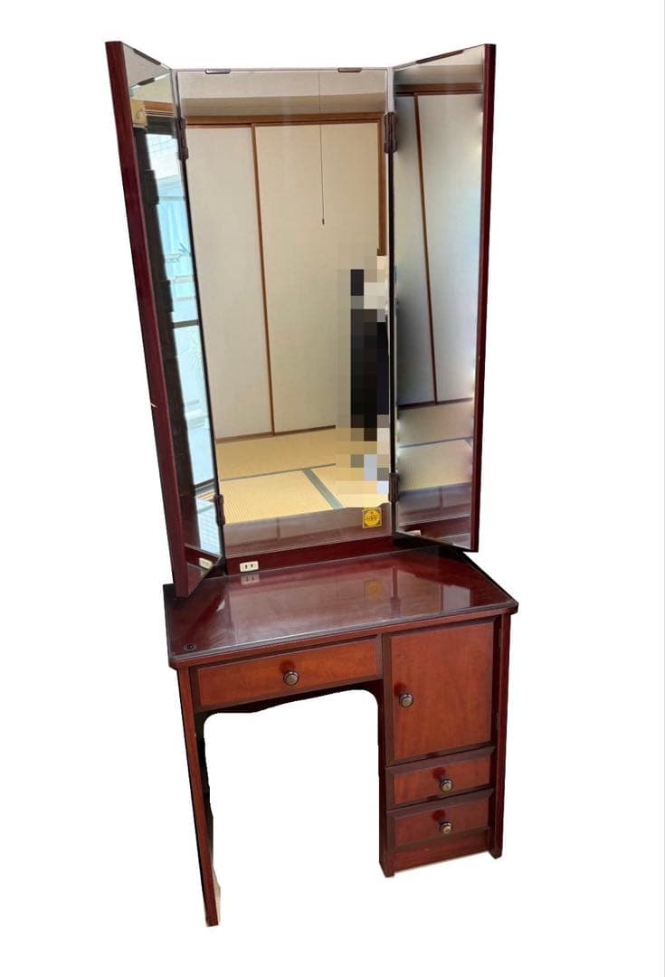 ★ヒーカ★【鏡台のみ】ダークブラウンの木製三面鏡