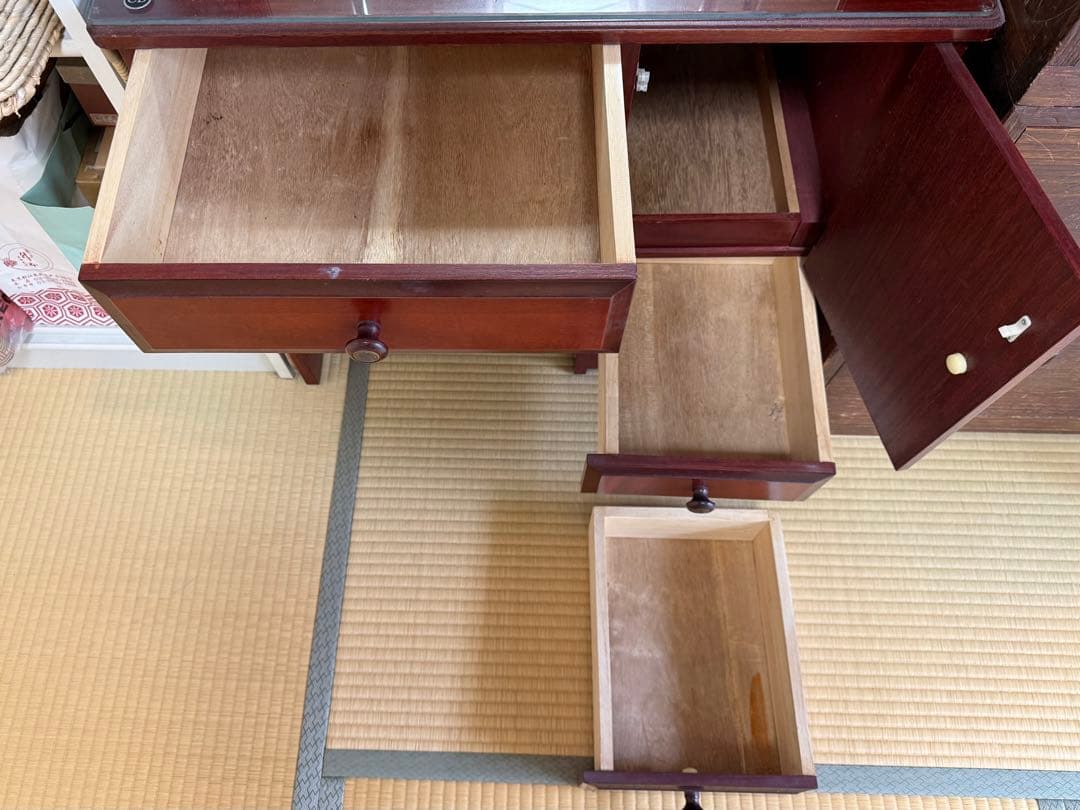 ★ヒーカ★【鏡台のみ】ダークブラウンの木製三面鏡