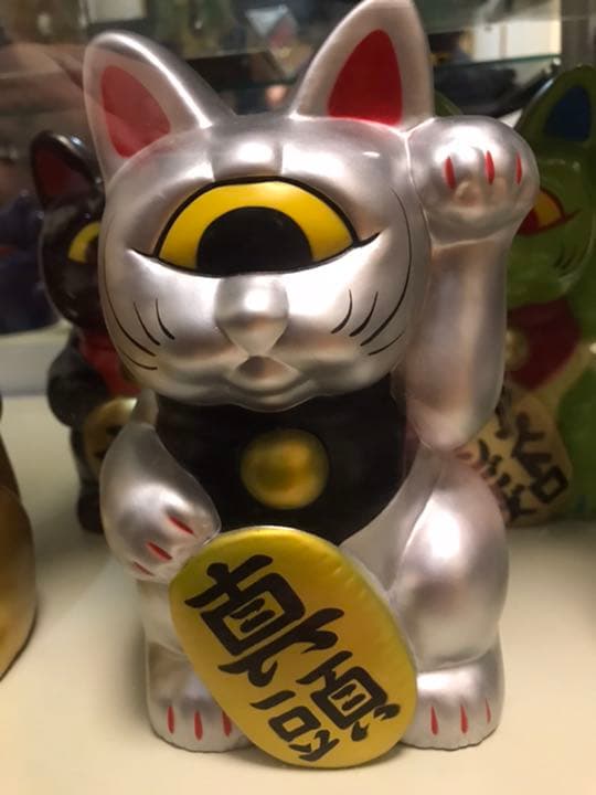 フォーチュンキャット　銀　レア made in Japan