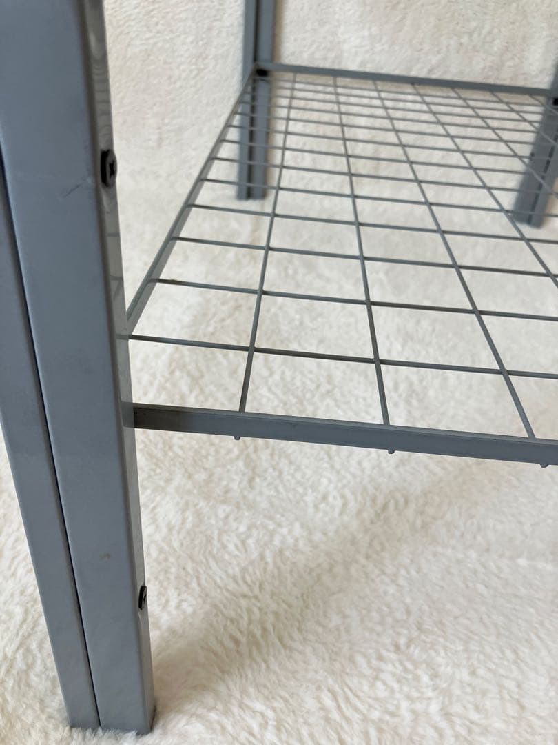 のの　ガラステーブル 昭和 シルバーグレー アイアンフレーム 引き取り可能