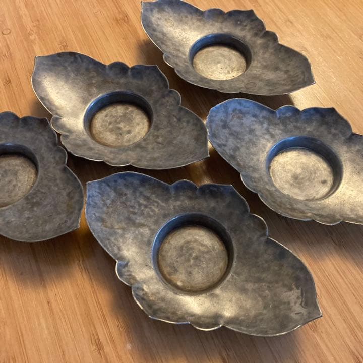 錫　茶托　5客　唐物　煎茶道具