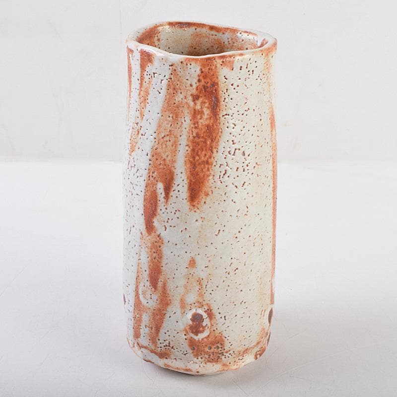 人間国宝　加藤卓男作　鼠志野　花入　共箱　V　R9232