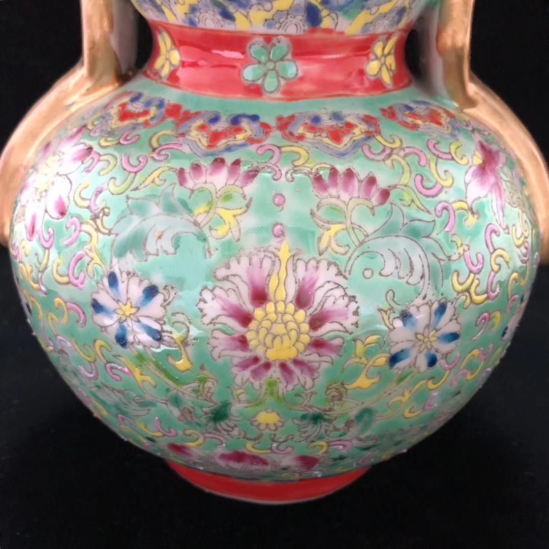 大清 乾隆 風水 ひょうたん瓶 高さ29CM 粉彩 骨董品 擺件 古賞物 陶磁器