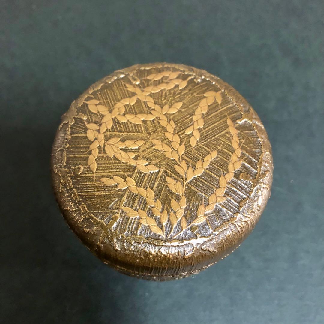 大岡緑作 鵬雲斎好 稲穂絵俵棗 共箱 茶道具 銀地