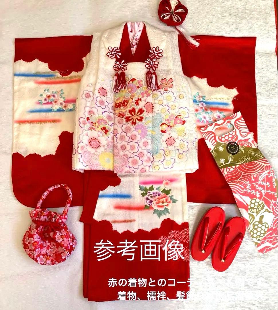 専用　七五三　正絹　被布　日本製　バック　草履　千歳飴袋　4点セット　少々訳あり
