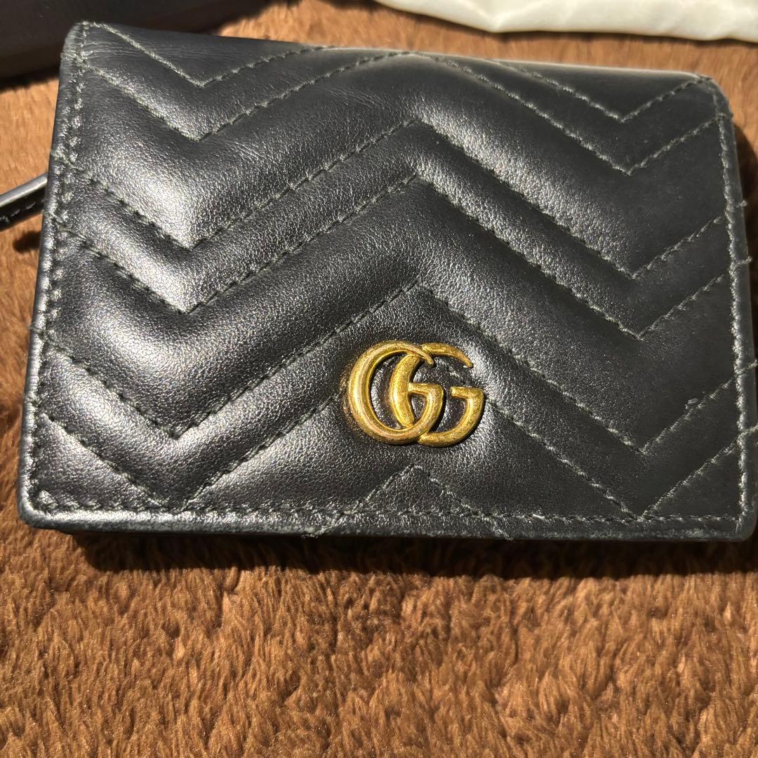 GUCCIマーモント　折りたたみ財布　ブラック