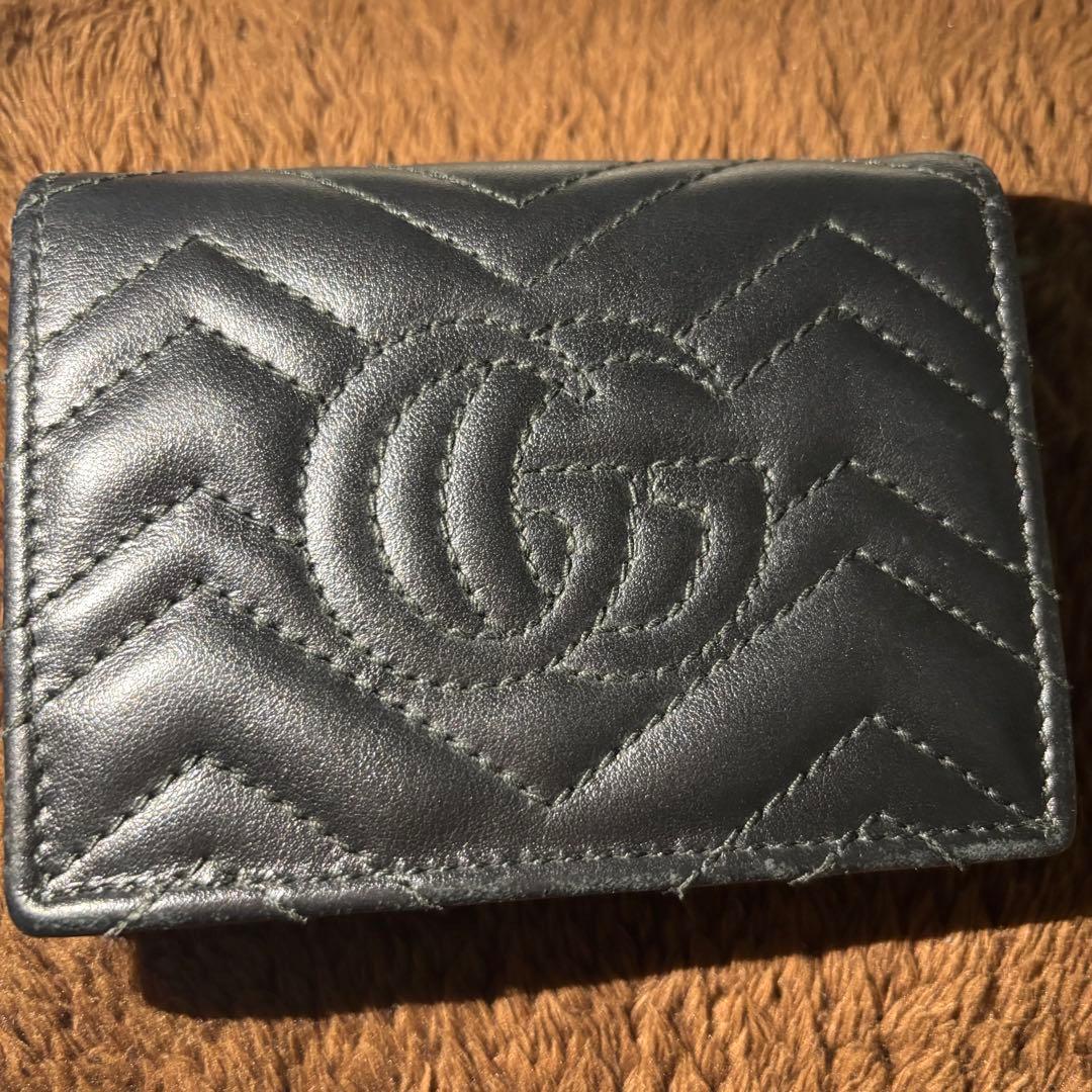 GUCCIマーモント　折りたたみ財布　ブラック