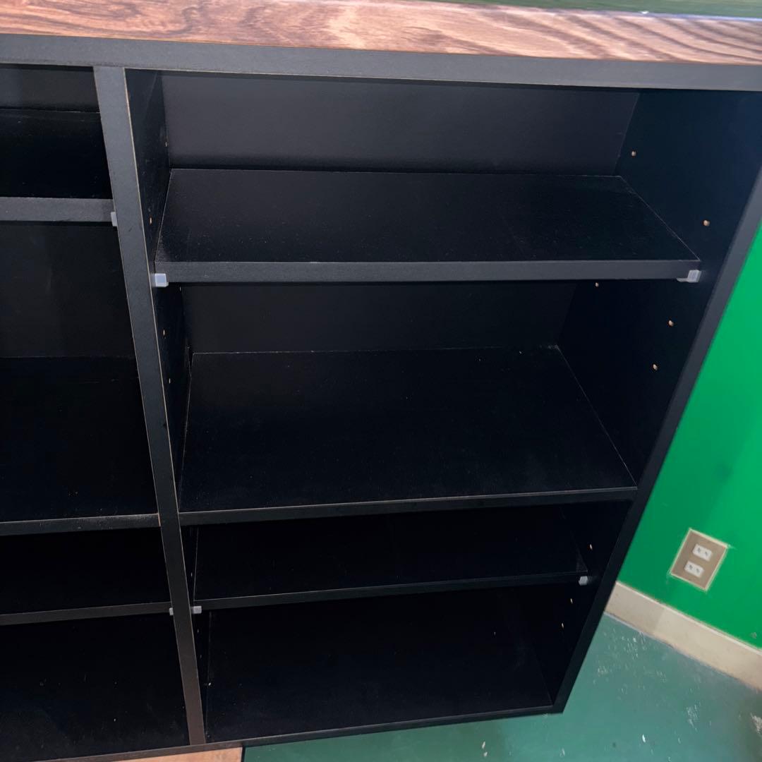 大型オープンラック 黒と木目調