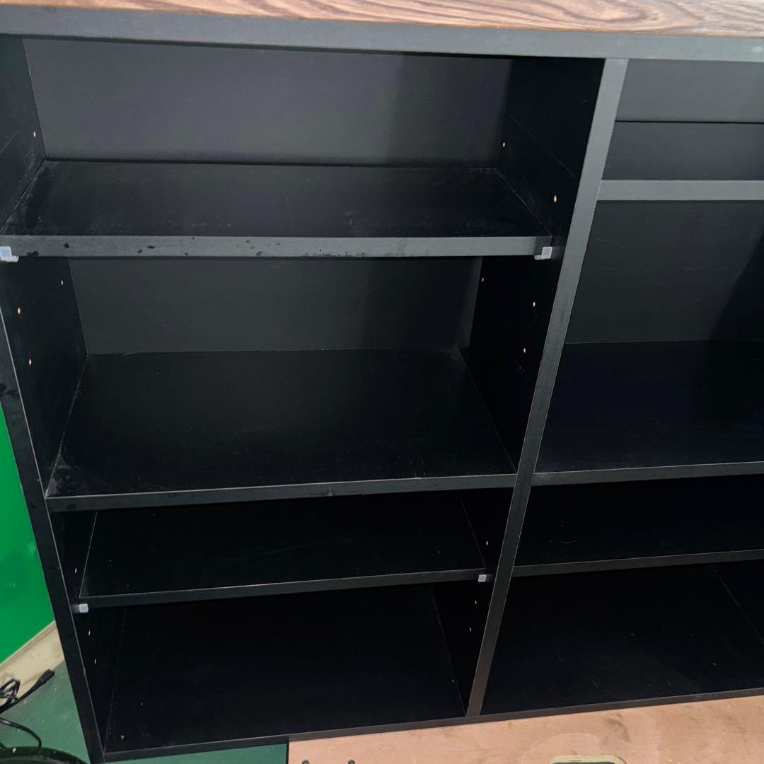 大型オープンラック 黒と木目調