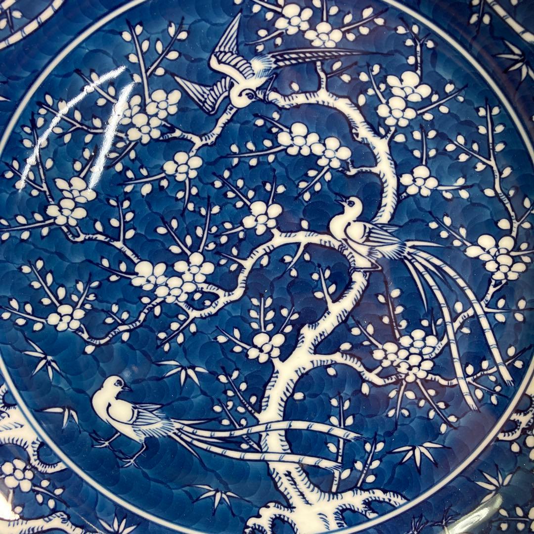 【源右衛門】古伊万里の伝統　日本の名窯　舘林源右衛門作　祥瑞手梅鳥図　花形大皿
