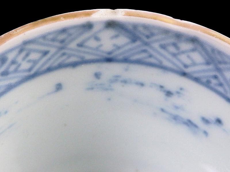 古伊万里　色絵　窓絵　薊に羊歯の図　蕎麦猪口　C221A-CZw