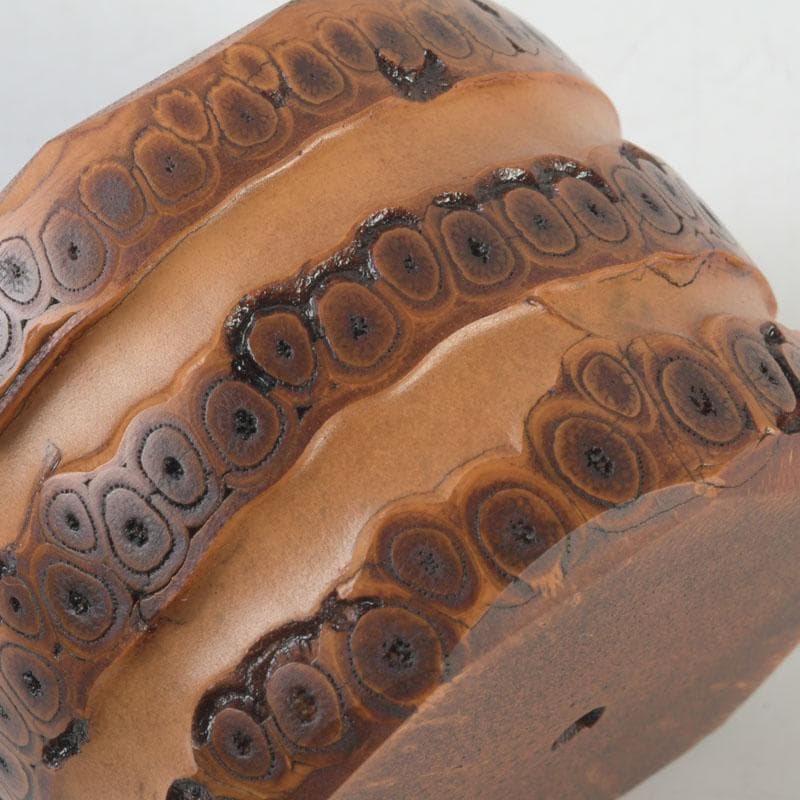 茶道具　竹工師　海野宗泰作　根竹香合　紫野　松長剛山極め箱　V　9614