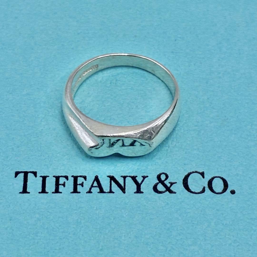 オールドティファニー シグネット カーブドハート リング 10.5号 シルバー