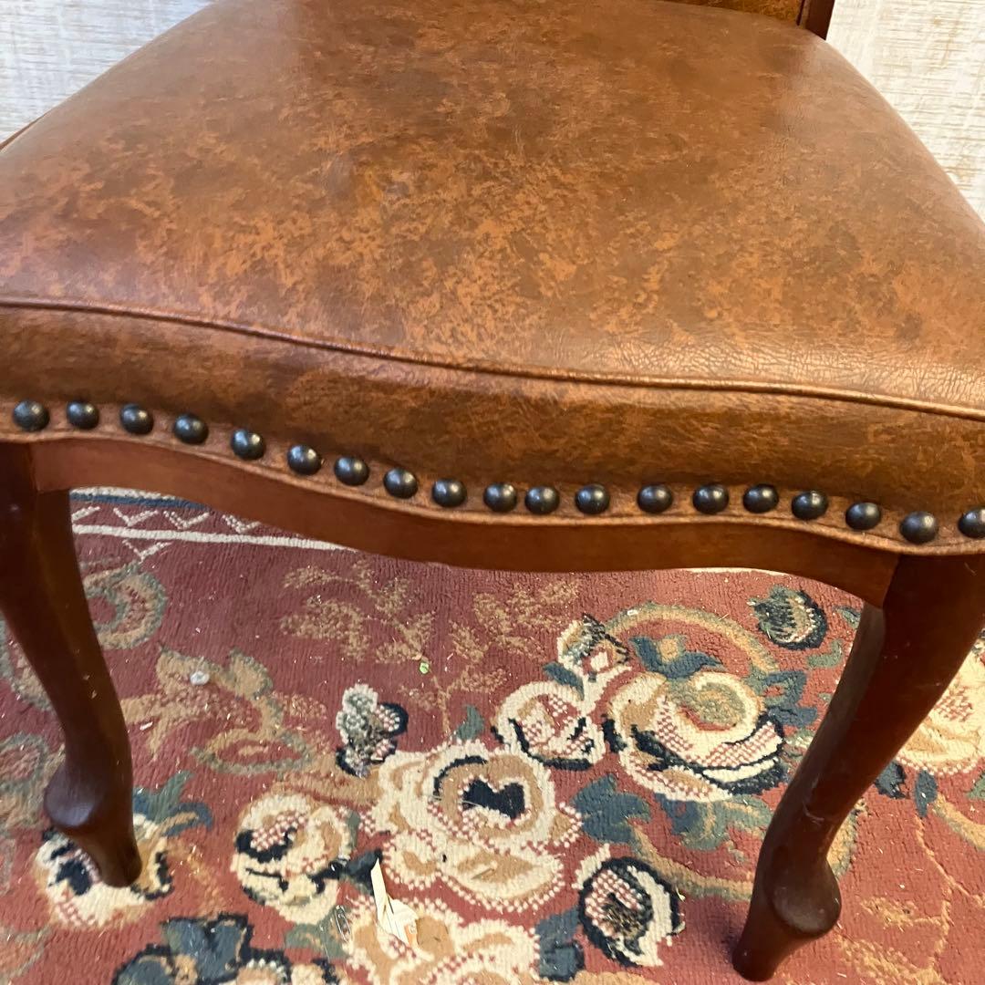 ②北欧レトロ マルニ木工 木製椅子 鋲打ちダイニングチェア ロビーチェア 古家具