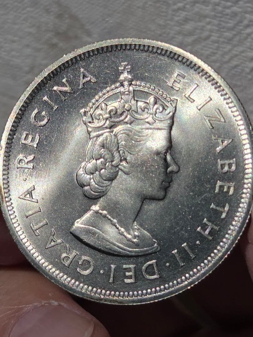 英領バーミューダ　エリザベス2世　発見350周年記念　1 クラウン銀貨　1959