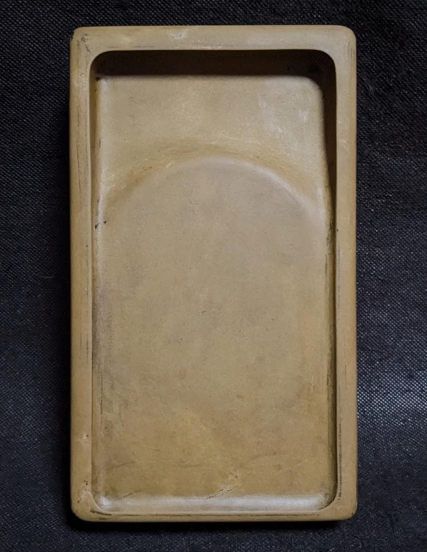 【澄泥硯】◆鱔魚黄の美石◆約八吋長方◆蘇州霊巖山◆唐木箱◆磨墨性優◆検→端渓