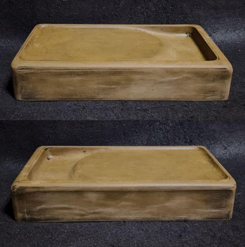 【澄泥硯】◆鱔魚黄の美石◆約八吋長方◆蘇州霊巖山◆唐木箱◆磨墨性優◆検→端渓