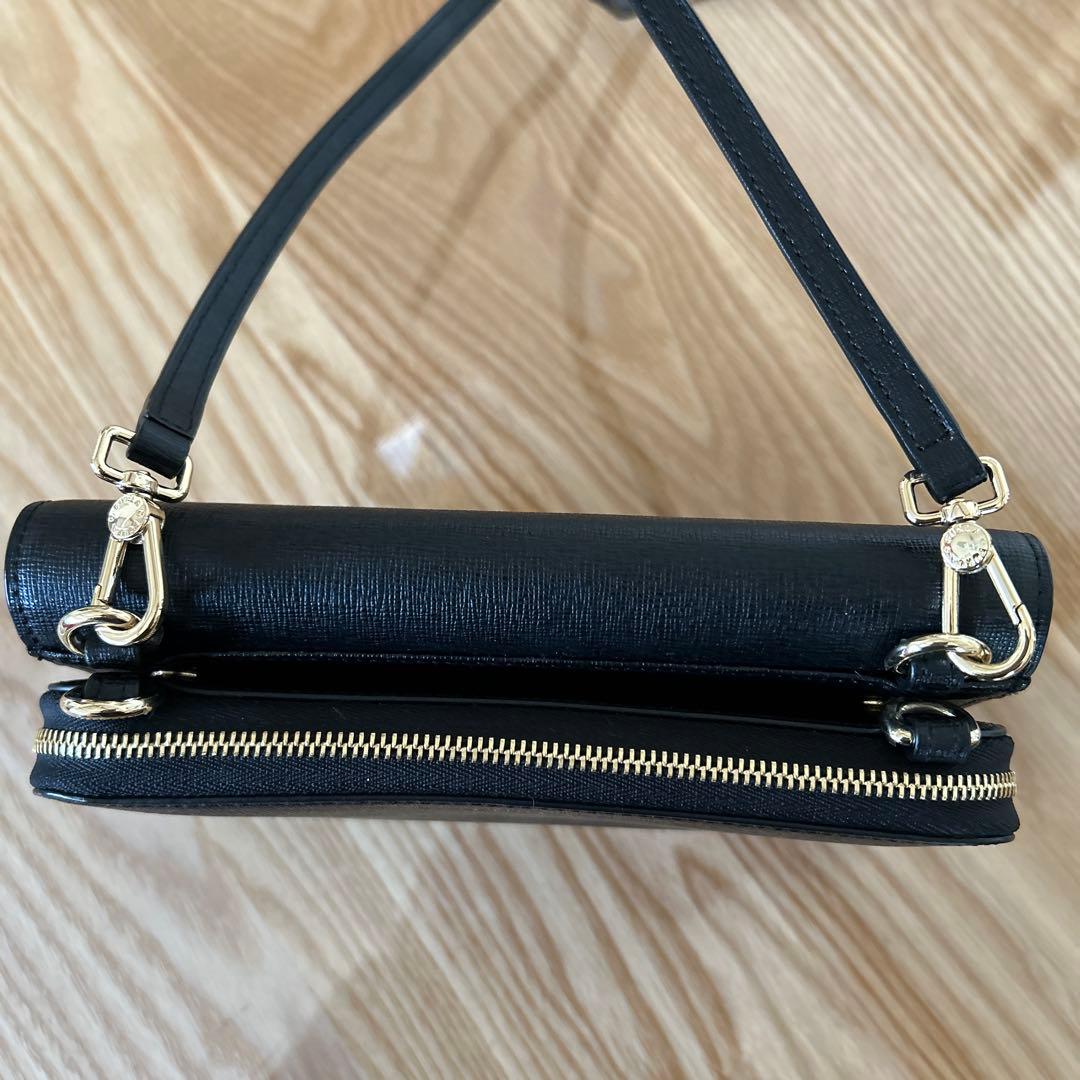 極美品　FURLA リーヴァ 2way ウォレットショルダーバッグ　ブラック