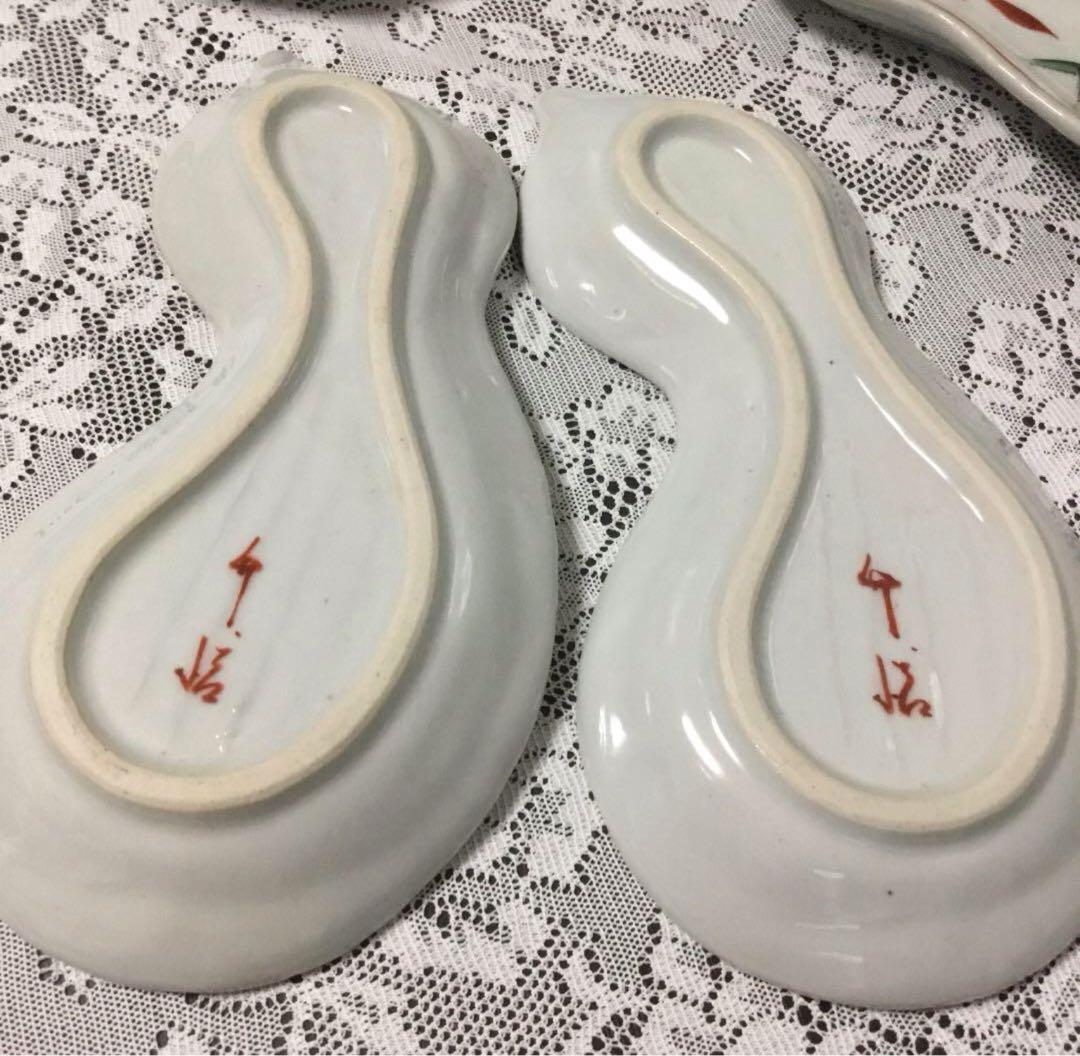 未使用　赤絵　瓢　向付　竹徳　小皿