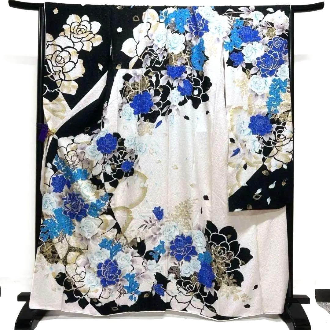 刺繍 金彩 銀通し 薔薇 振袖 着物 013a p