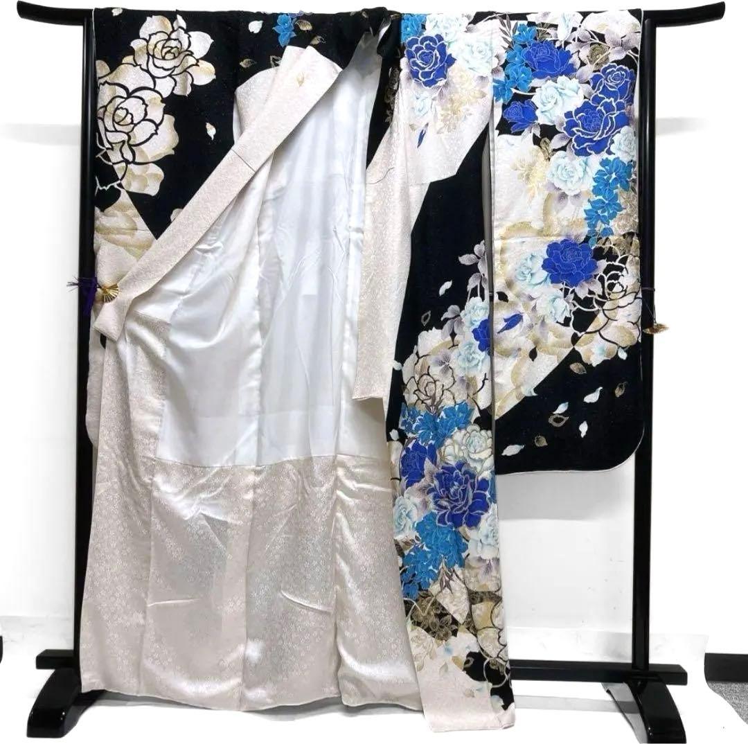 刺繍 金彩 銀通し 薔薇 振袖 着物 013a p