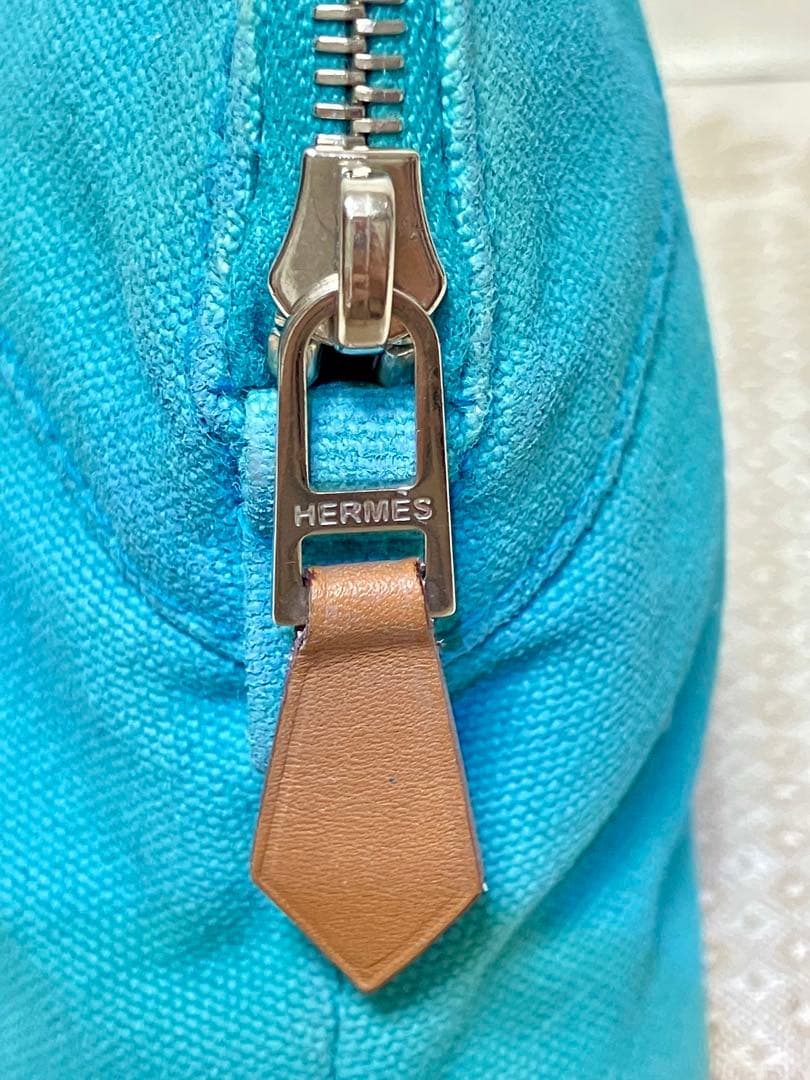 エルメス　ボリード　ポーチ　ブルー