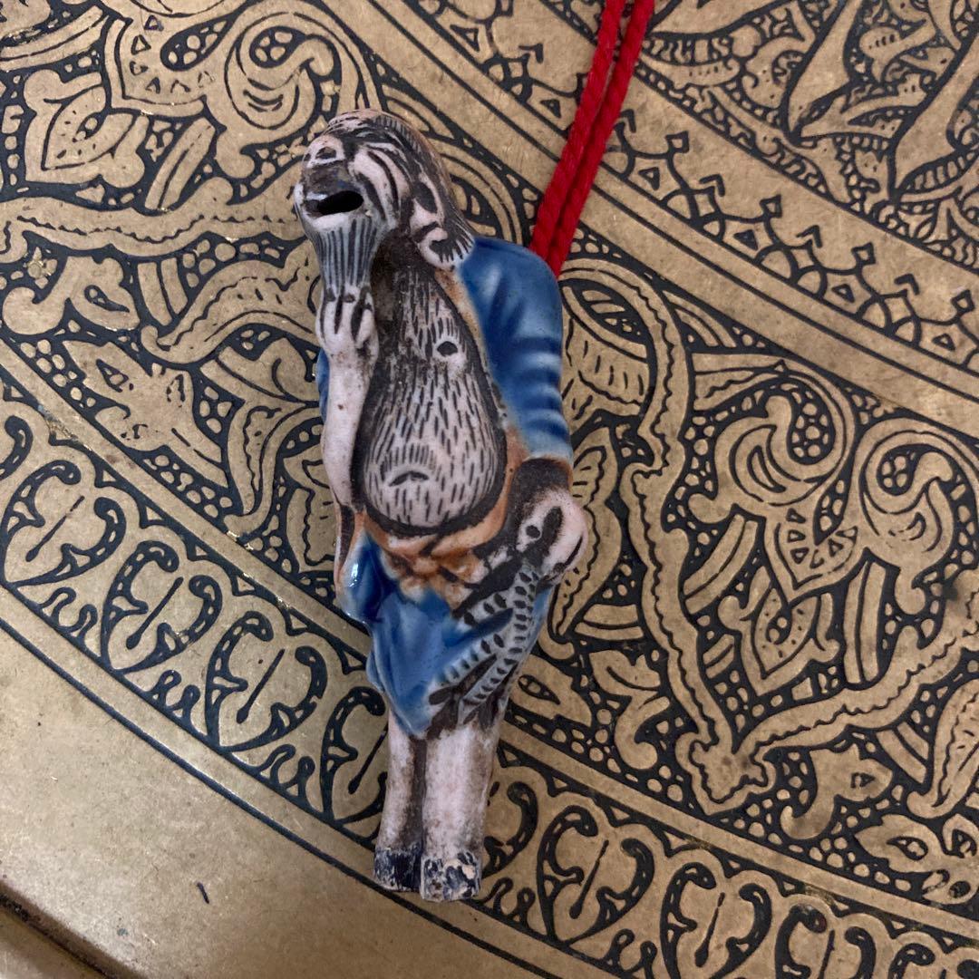 江戸中期〜後期？　古根付け　掲げ物　陶器×天然素材　2点セット