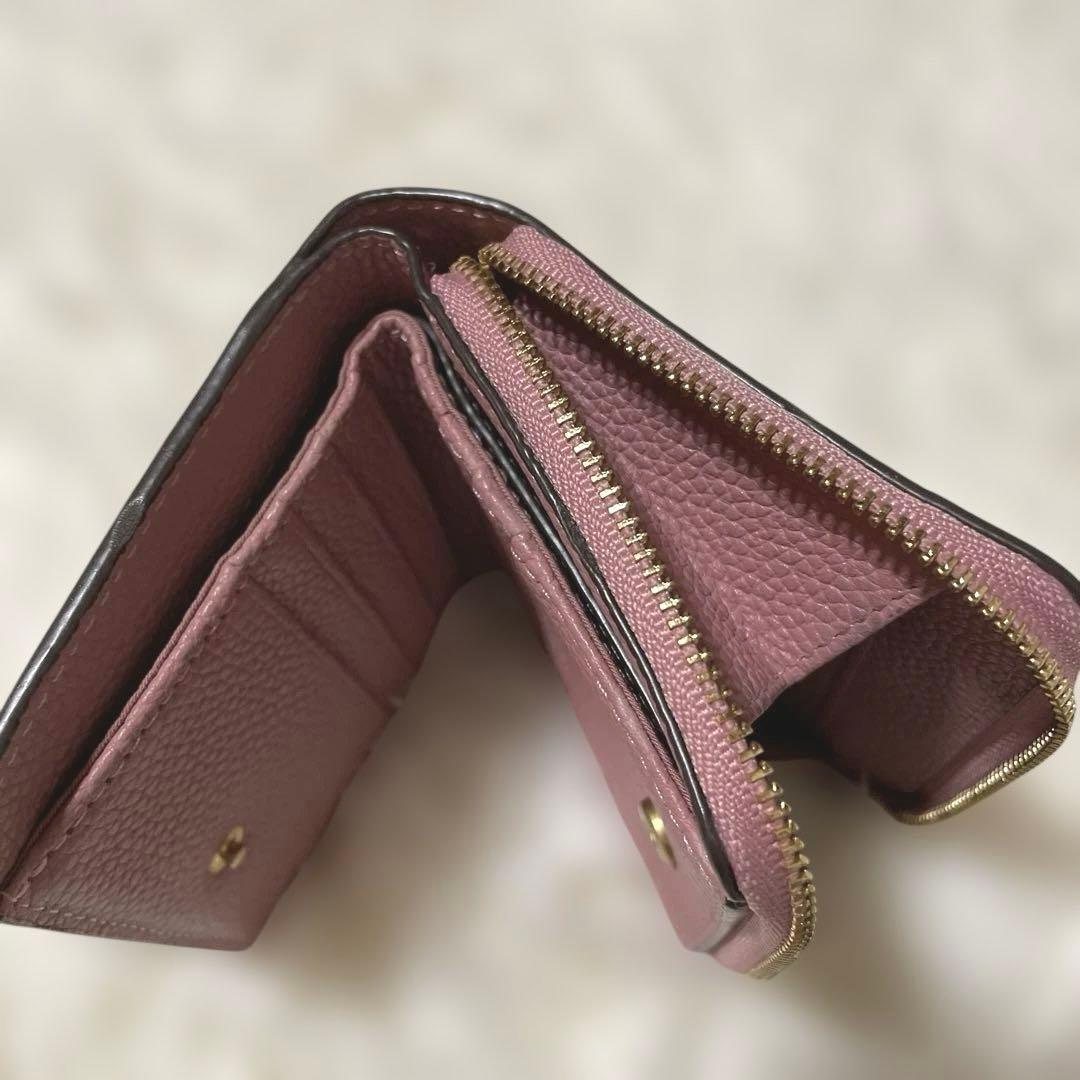 【即発送】美品　トリーバーチ　二つ折り　財布　マックグロー　ピンク　レザー