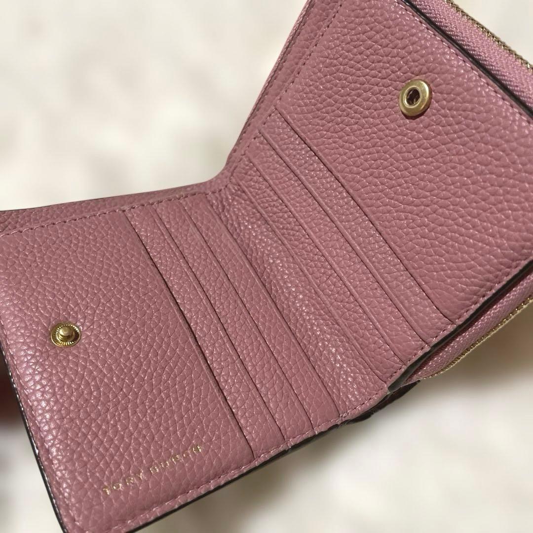 【即発送】美品　トリーバーチ　二つ折り　財布　マックグロー　ピンク　レザー