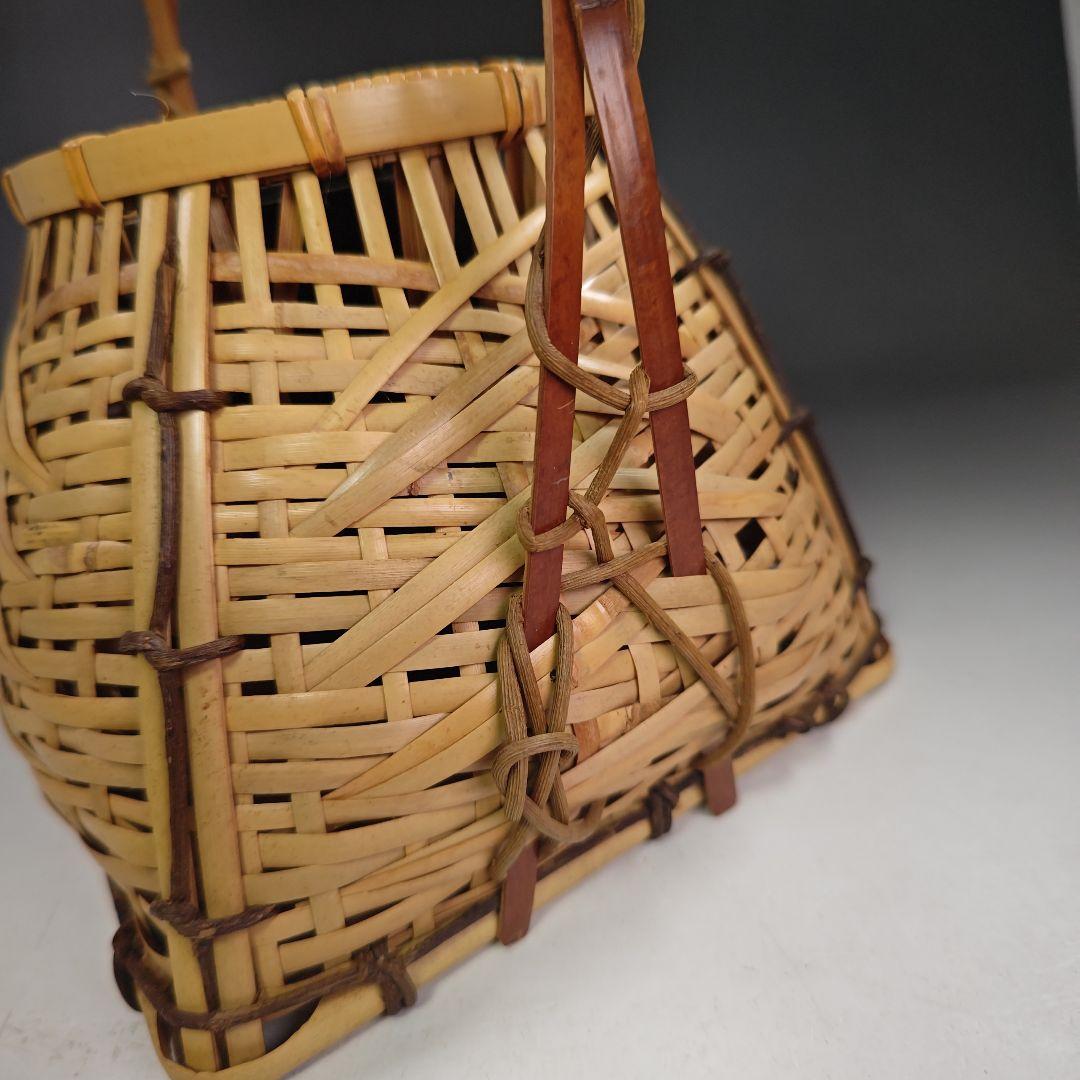 イ830 花籠『島田竹宝斎』『宗全篭　白竹花入　花器　紙共箱』茶道具