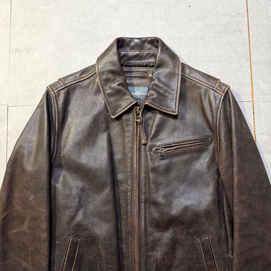 00s Eddie Bauer シングルレザージャケット TALONジップ 本革