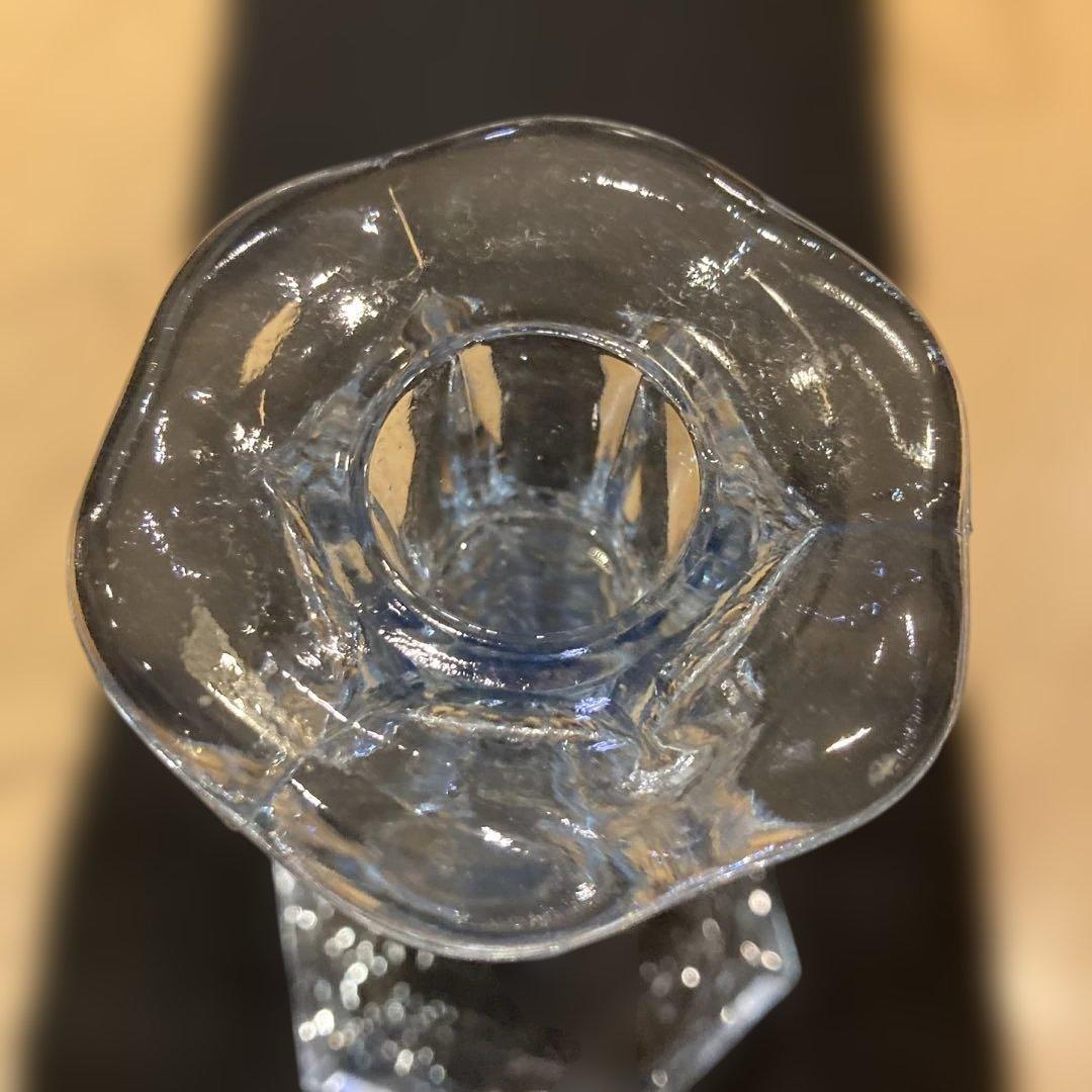 1940年代　アメリカ製ガラス製 八角形 キャンドルホルダー貴重なブルー