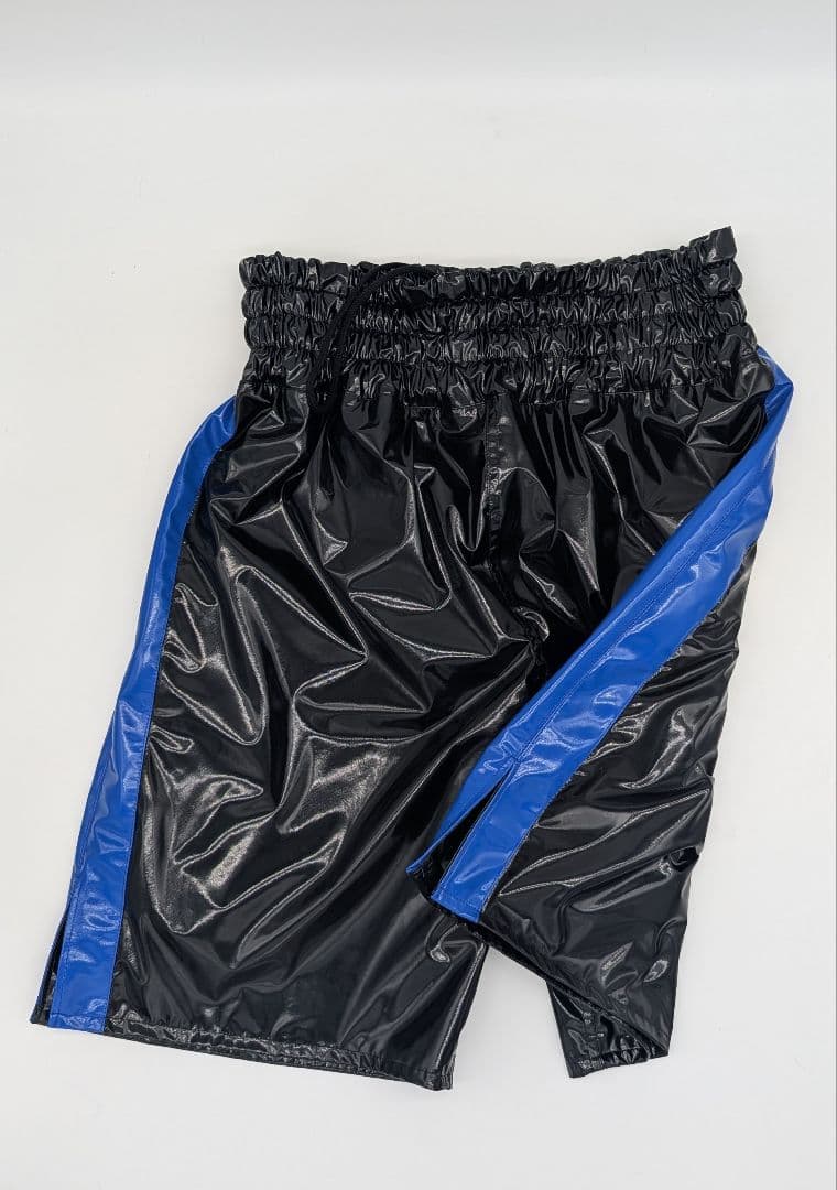 専用★エナメル生地のボクシングトランクス（エナメル裏地つき メンズＬ黒/青
