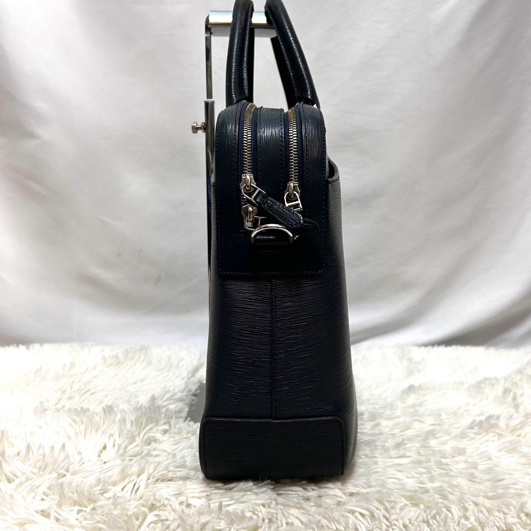 pelle morbida キャピターノ　ブリーフケース　ショルダー　ネイビー