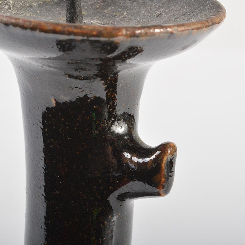 瀬戸焼　瀬戸黒　祖母懐　火灯　燭台　時代箱　C　R7015