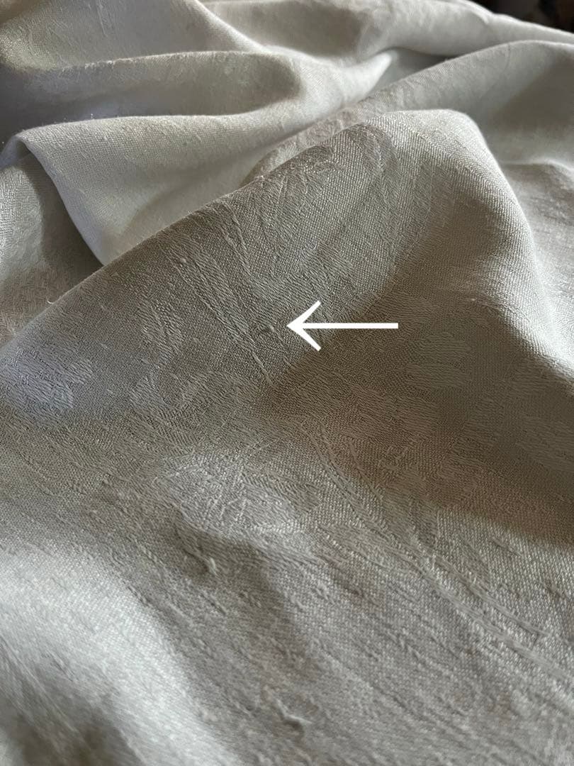 ◆フランスアンティーク｜大判リネン赤イニシャル刺繍テーブルマルチクロスダマスク織