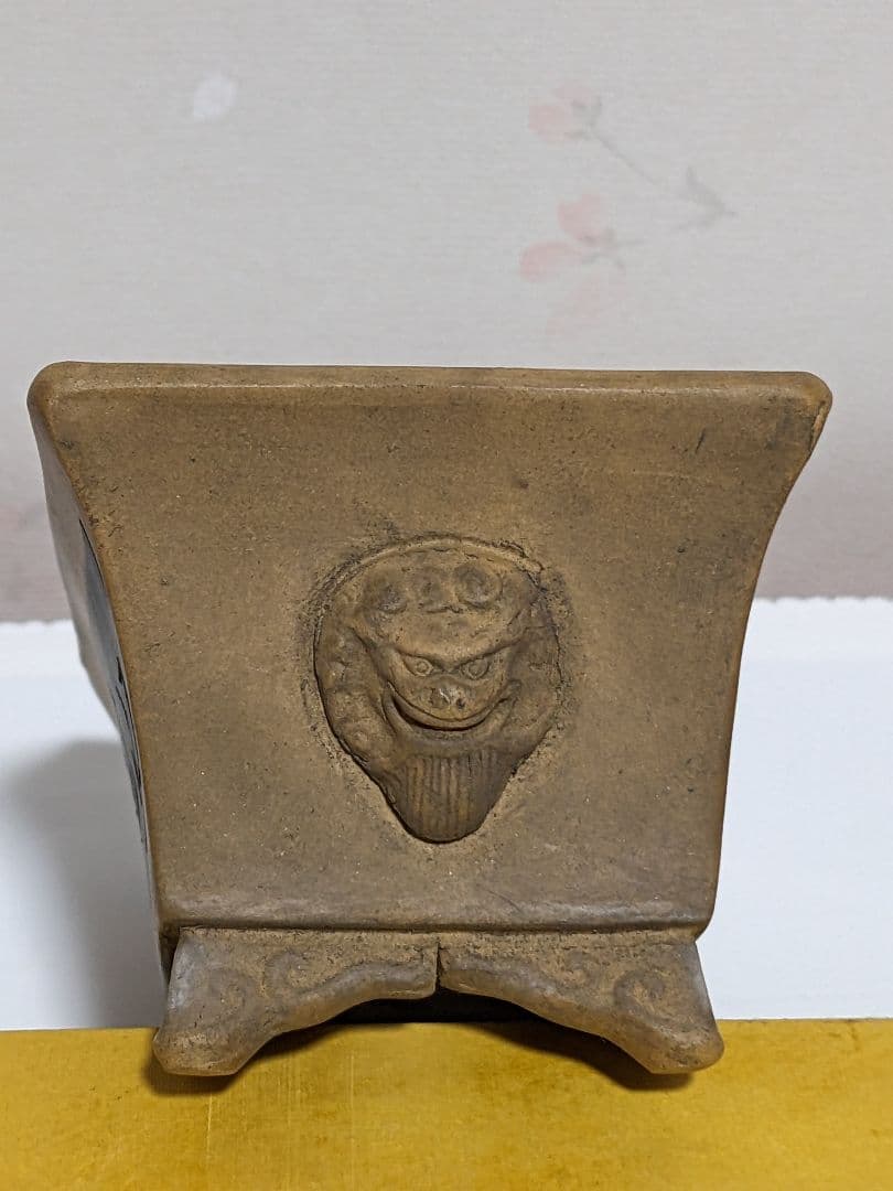 ♦中国 長方形 神獣飾り盆栽鉢 小品盆栽鉢 古玩古美術品 コレクション 骨董品