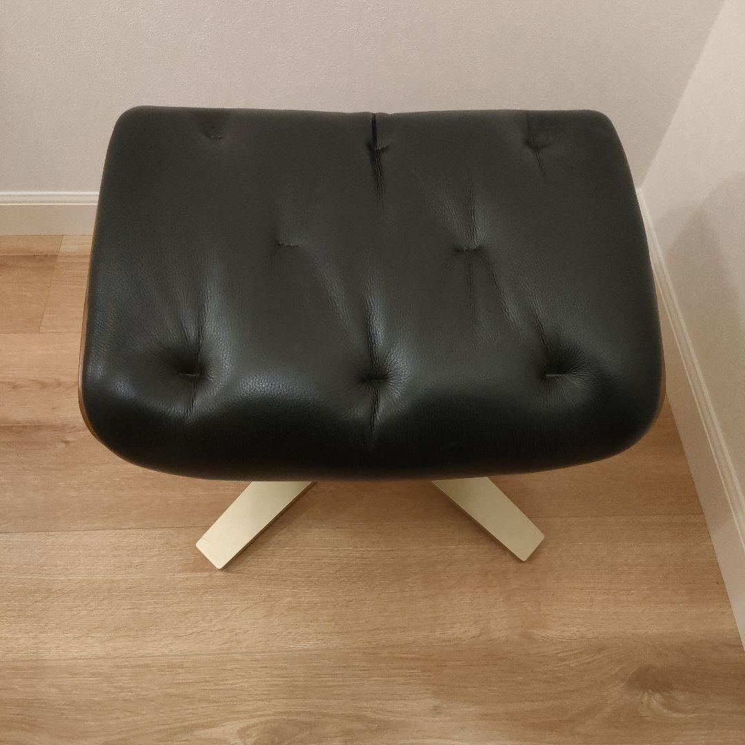 ニトリ　スツール　オットマン　黒　　木目　皮革　マーシャル　 パーソナルチェア