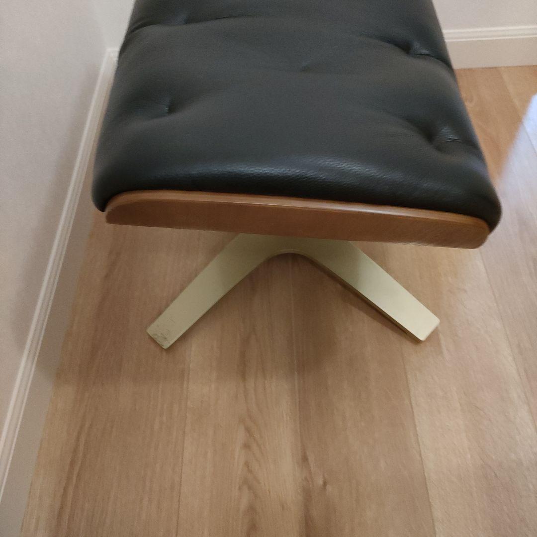 ニトリ　スツール　オットマン　黒　　木目　皮革　マーシャル　 パーソナルチェア