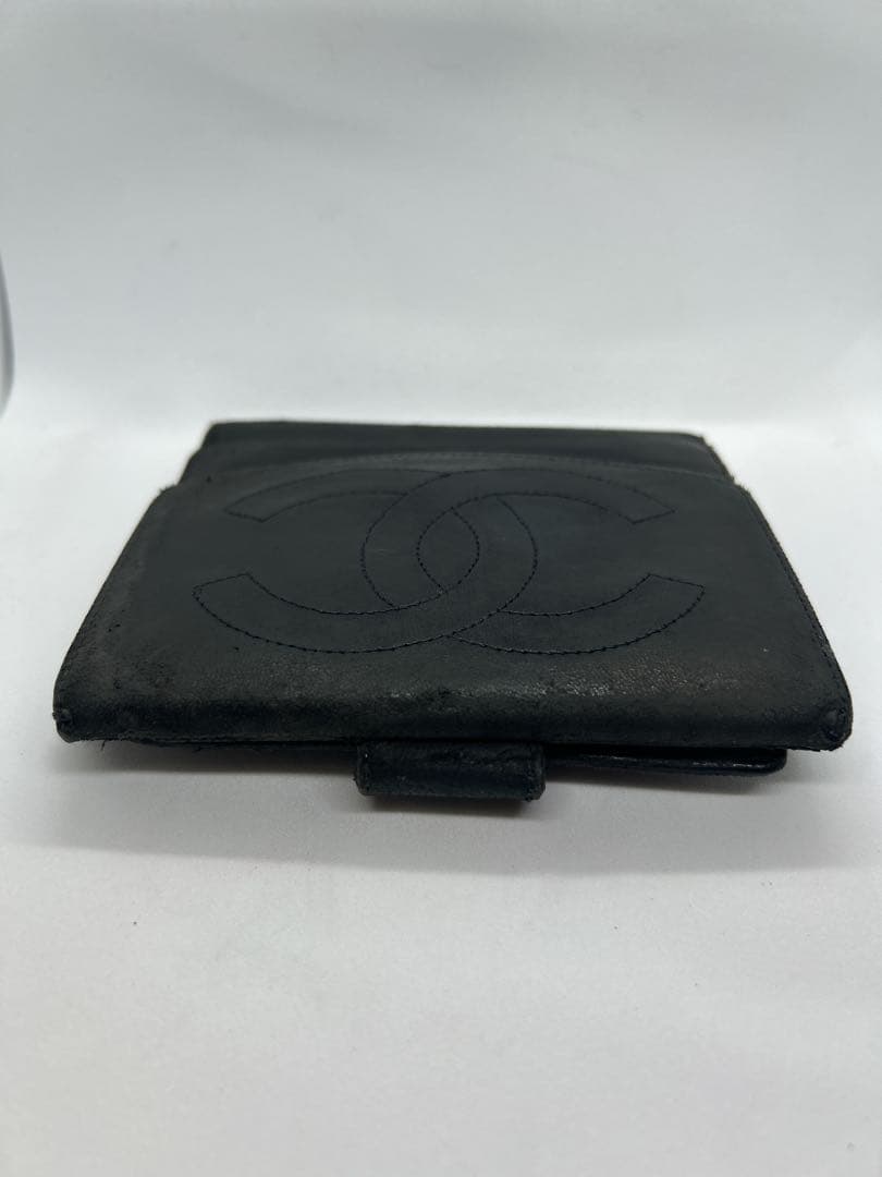 CHANEL　シャネル　二つ折り財布　ラムスキン　ココマーク ブラック /713