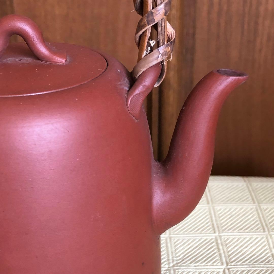 初代常山作　常滑焼土瓶壱対　朱泥　瓶　骨董品　年代物　古物　名工　在名印有